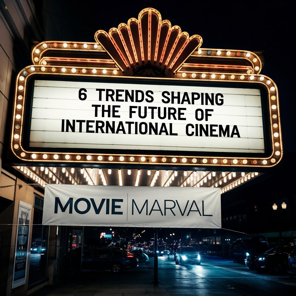 "An illustrative image showcasing a diverse collection of international cinema elements, including a film reel, a clapperboard, and a world map, symbolizing the global trends influencing the future of filmmaking."